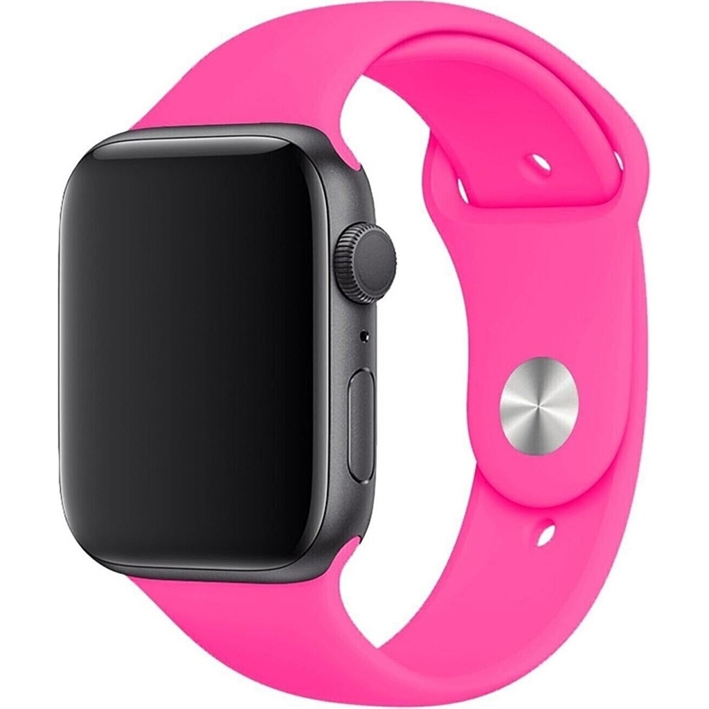 Mi7a Apple Watch Seri 7 6 5 4 3 2 Se 42MM / 44MM / 45MM Uyumlu Spor Silikon Kordon - Koyu Pembe Akıllı Saat Aksesuarı Fiyatı