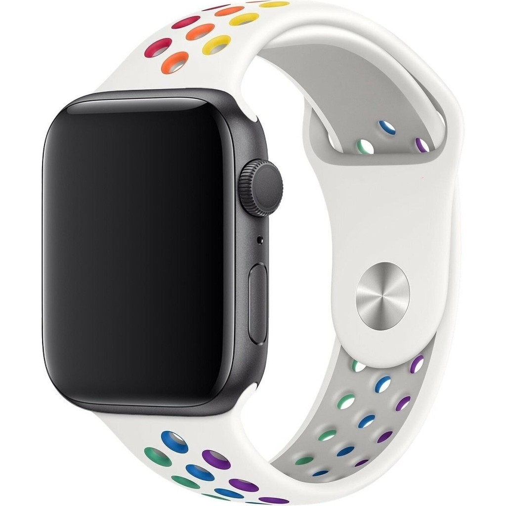 Mi7a Apple Watch Uyumlu Seri 7 6 5 4 3 2 1 Se 38MM-40MM-41MM Delikli Spor Silikon Kordon - Beyaz Akıllı Saat Aksesuarı Fiyatı