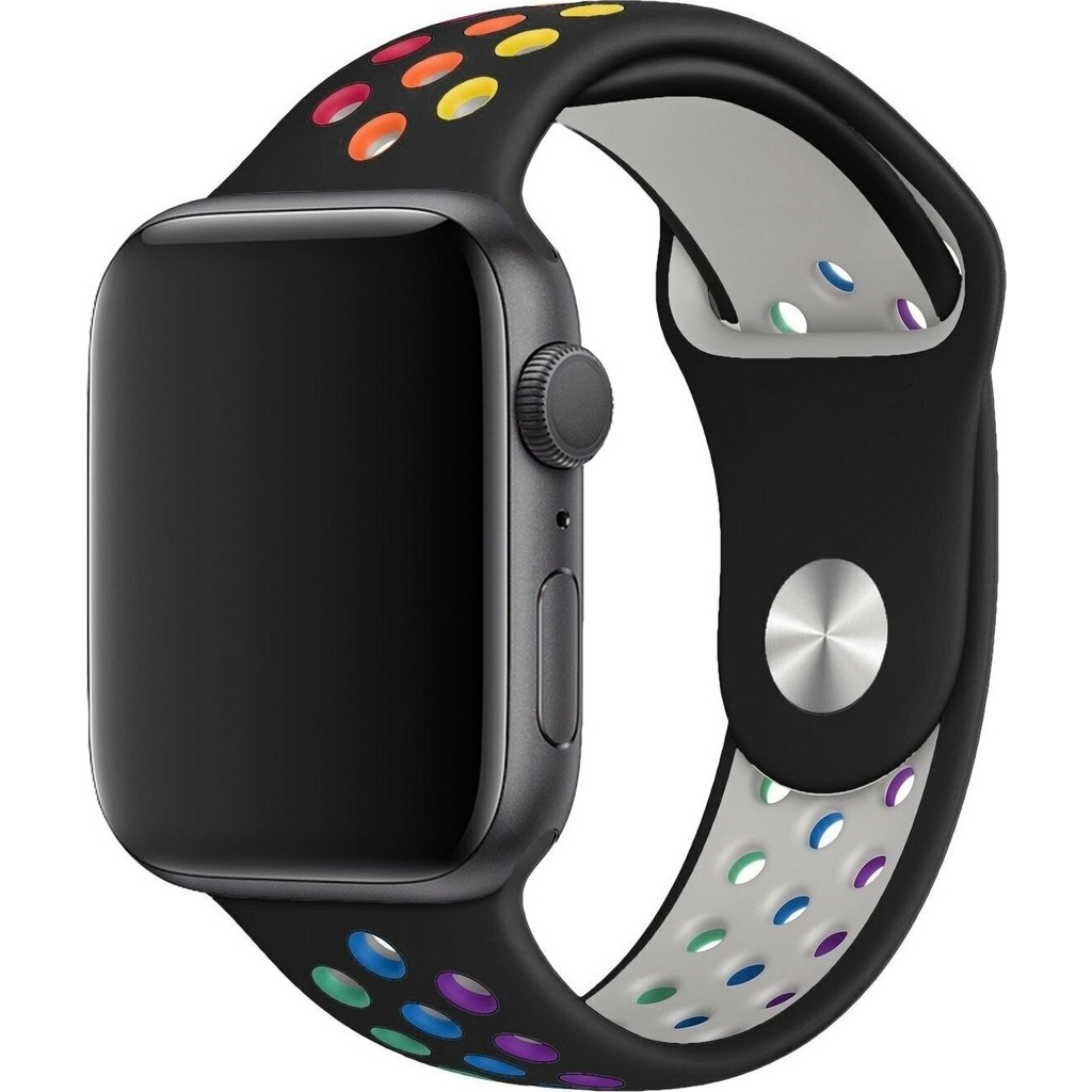 Mi7a Apple Watch Uyumlu Seri 7 6 5 4 3 2 1 Se 38MM-40MM-41MM Delikli Spor Silikon Kordon - Siyah Akıllı Saat Aksesuarı Fiyatı