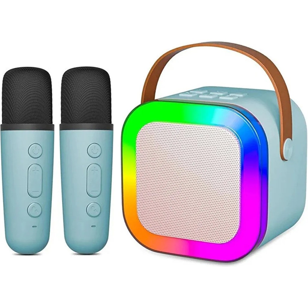 Mi7a Çift Mikrofonlu Kablosuz Karaoke Sound System Taşınabilir Müzik Kutusu - Mavi Diğer Fiyatı
