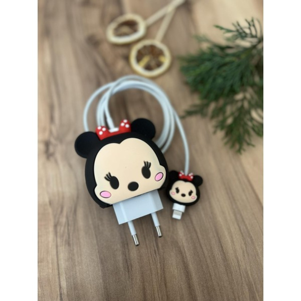 Mi7a Sevimli Silikon Şarj Başlığı ve Kablo Koruyucu 2li Set Minnie Akü Şarj Edici Fiyatı
