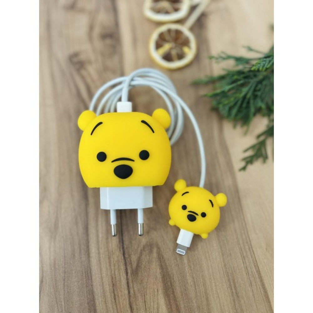 Mi7a Sevimli Silikon Şarj Başlığı ve Kablo Koruyucu 2li Set Winnie Pooh Akü Şarj Edici Fiyatı