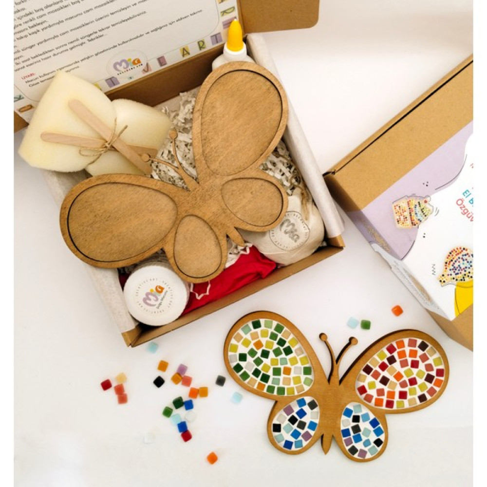 Mia Creative Art - Kelebek Figürü Ahşap Çocuk Mozaik Seti - Doğal Ahşap - Eğitici Oyun Seti - Çocuk Aktivite Seti Oyun Seti Fiyatı
