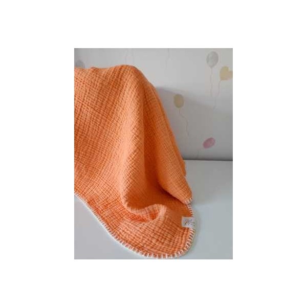 Mia Home & Baby 4 Kat Müslin Çoban Dikişli Bebek Turuncu Örtü - Battaniye Bebek Giyim-Tekstil Fiyatı