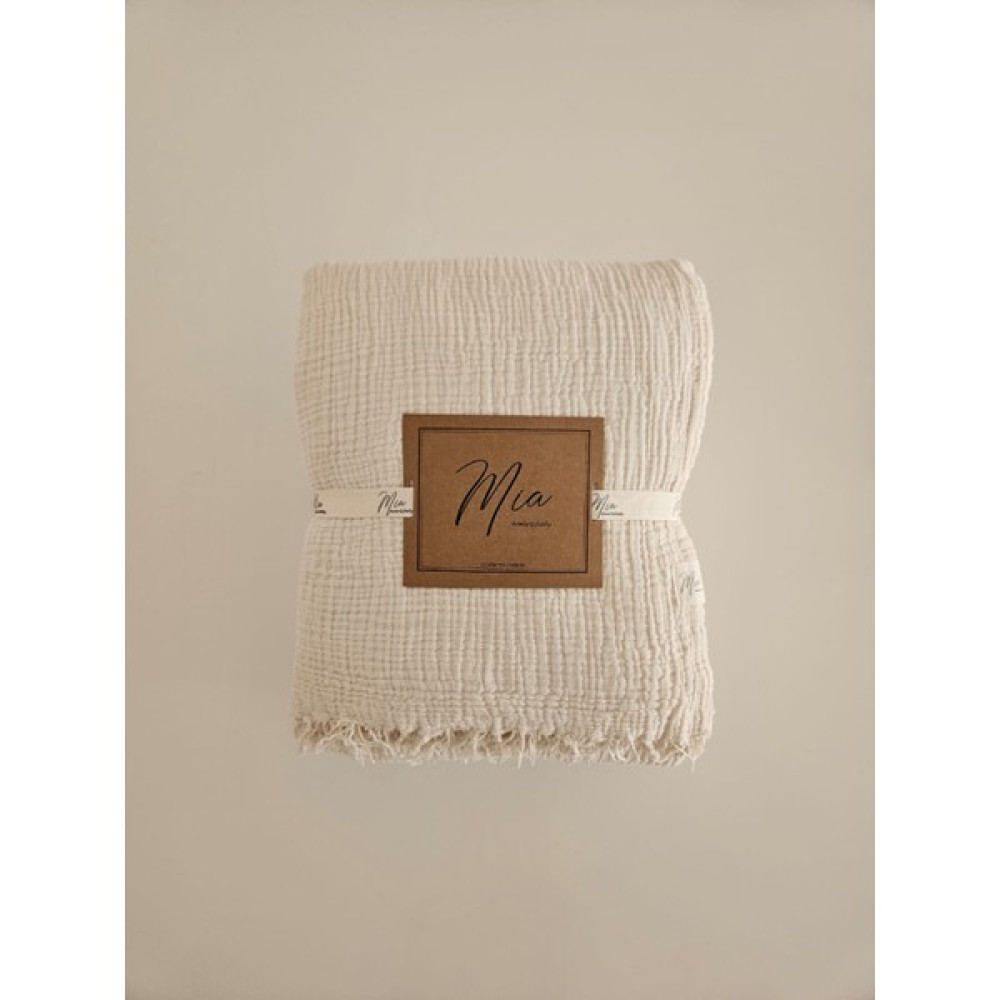 Mia Home & Baby Tek Kişilik Krem 4 Kat Muslin Yatak Örtüsü - Pike - 170 x 230 cm Yatak Örtüsü Fiyatı