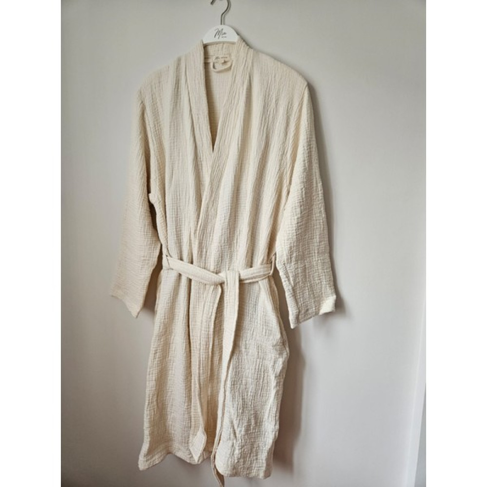 Mia Home Store Mia Home 4 Kat Müslin Kimono Model Bornoz/sabahlık - Krem - S Bornoz Fiyatı