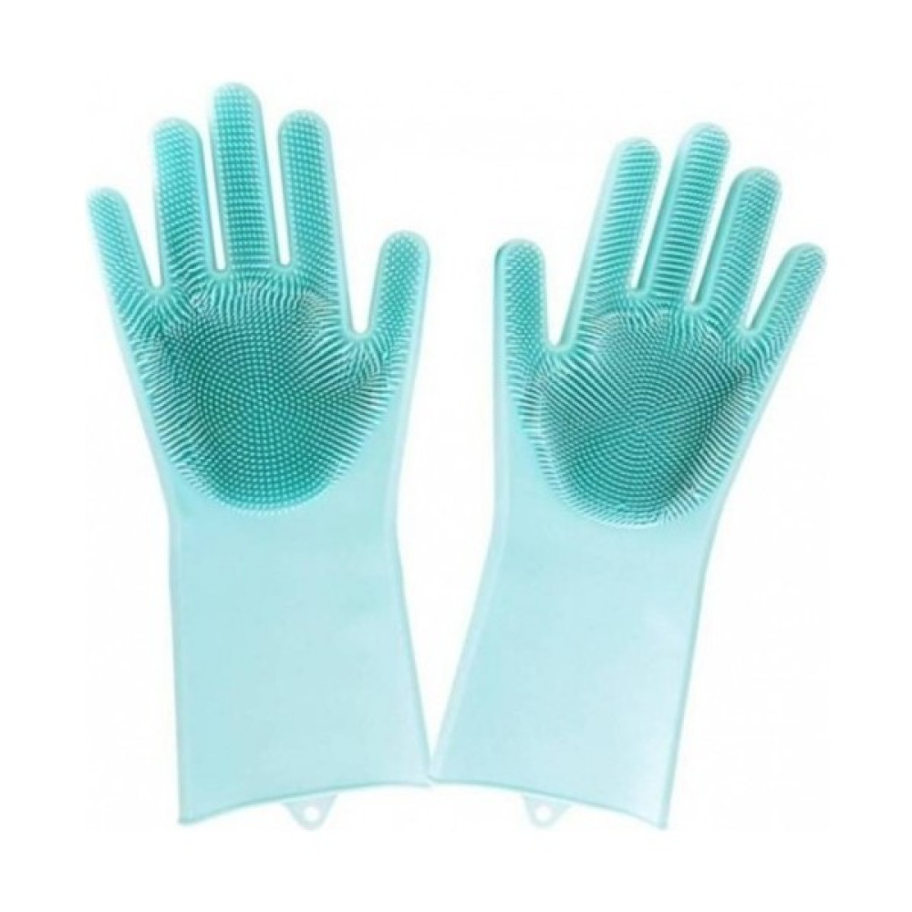 Mia Marketing Sihirli Eldiven Isıya Dayanıklı Silikon Çok Amaçlı Bulaşık Eldiveni Fırçalı Magic Gloves - Yeşil - Standart Temizlik Malzemeleri Fiyatı