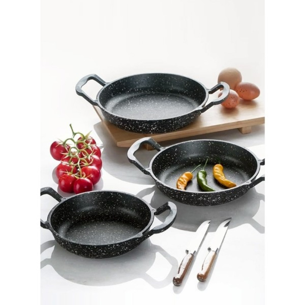 Mia Padella Gri Granit Kaplama Alüminyum Döküm Sahan Set 3'lü(18-20-22 Cm) Tavalar Fiyatı