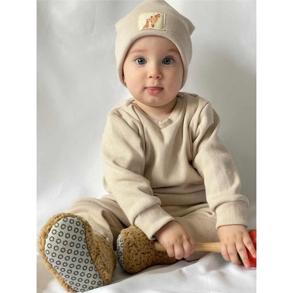 miababy Pamuk Bereli 3'lü Takım Bebek ve Çocuk Bej Erkek Çocuk Giyim Takımı Fiyatı