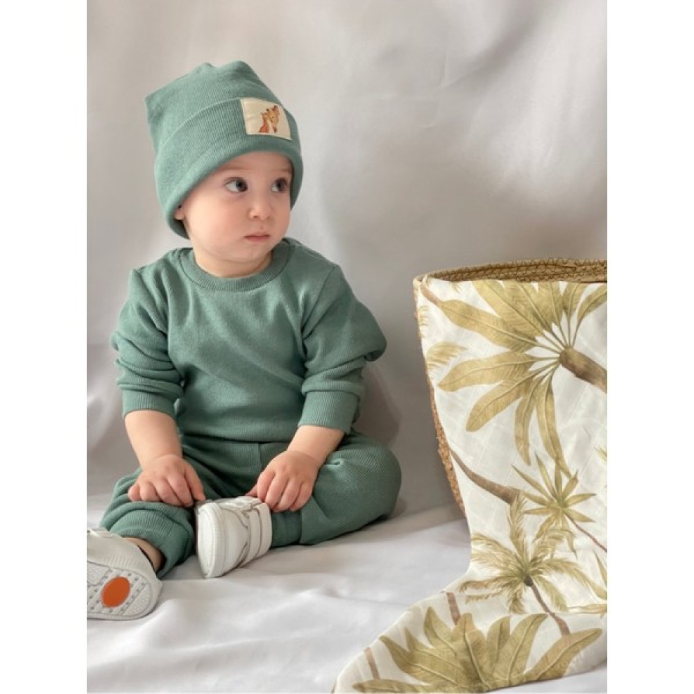 miababy Pamuk Bereli 3'lü Takım Bebek ve Çocuk Yeşil Erkek Çocuk Giyim Takımı Fiyatı
