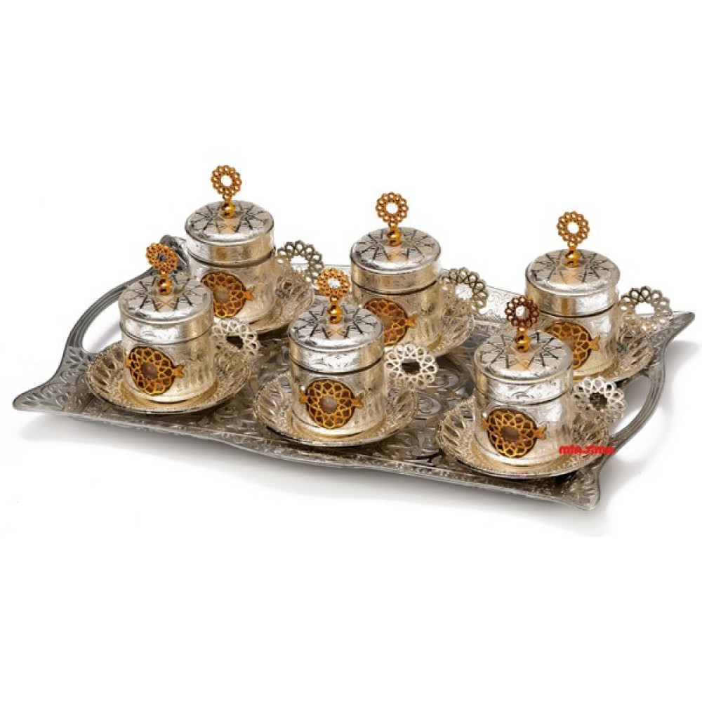 Miajima Osmanlı Motifli Otantik Silver Kahve Fincan Takımı 6 Kişilik Set Fincan / Bardak / Kahve Takımı Fiyatı