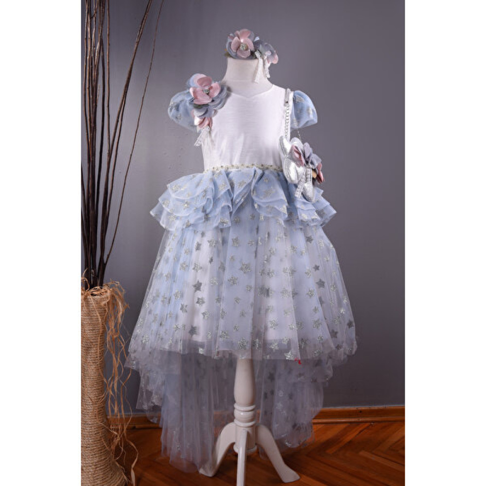 Mialora Couture Çantalı,yıldızlı,kız Çocuk Yılbaşı Elbisesi ,kız Çocuk Doğum Günü Elisesi, Prenses Elbisesi Elbise Fiyatı