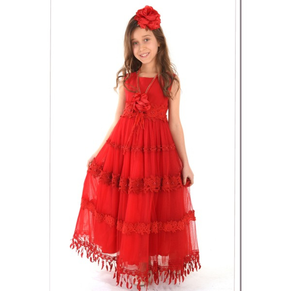 Mialora Couture Kız Çocuk Abiye Elbise Kırmızı Elbise Fiyatı