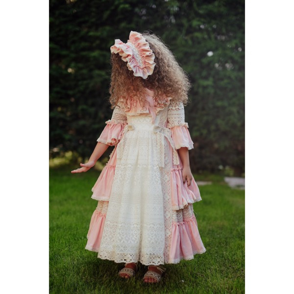 Mialora Exclusive Pembe Elbise, Dantel Detaylı Abiye, Uzun Vintage Kız Çocuk Elbise Elbise Fiyatı