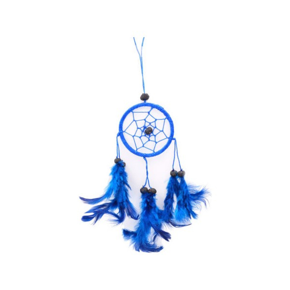 Miamantra Araba Süsü Tüylü Mavi Mini Rüya Kapanı / Düş Kapanı / Dreamcatcher - 6 cm Biblo Fiyatı