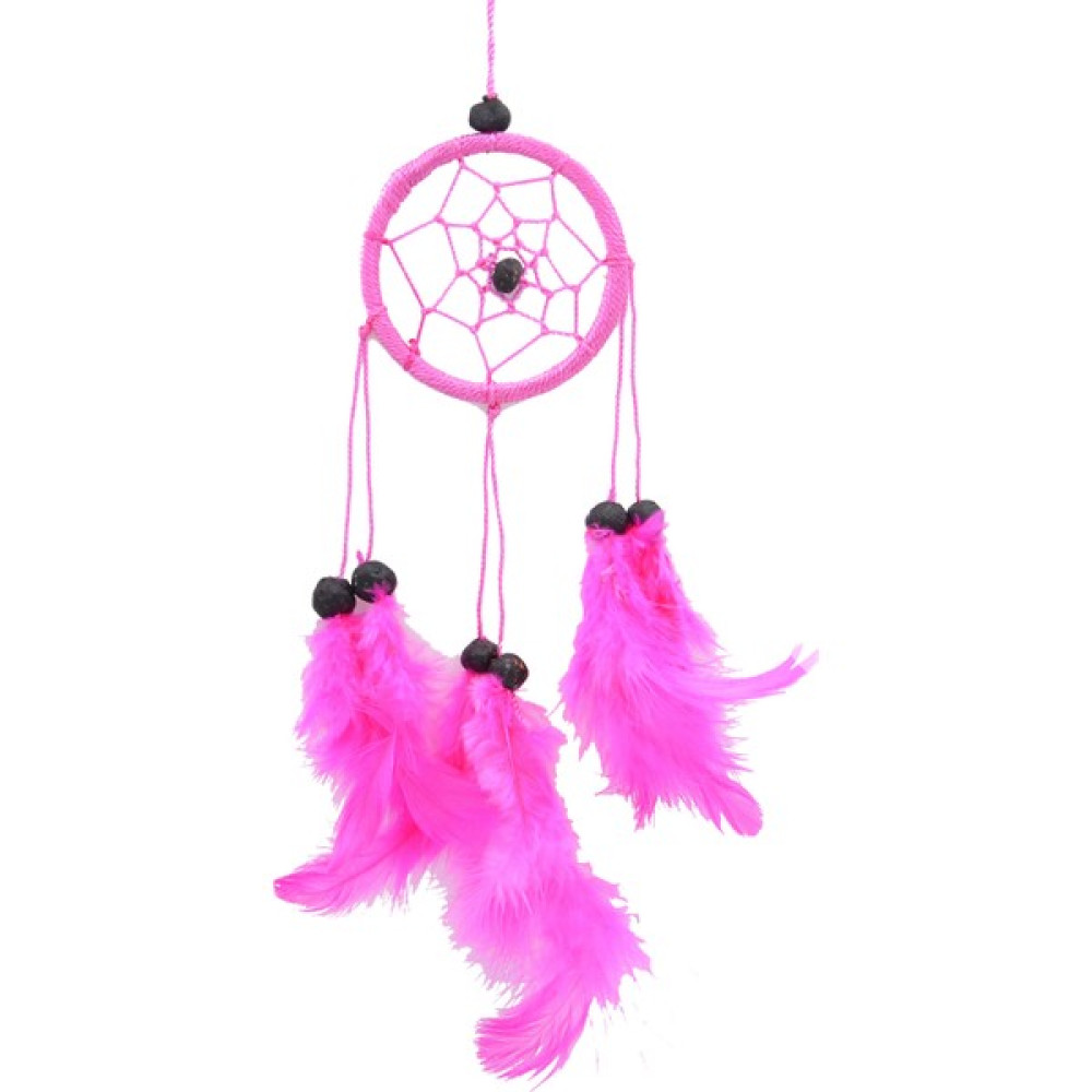Miamantra Araba Süsü Tüylü Pembe Mini Rüya Kapanı / Düş Kapanı / Dreamcatcher - 6 cm Biblo Fiyatı