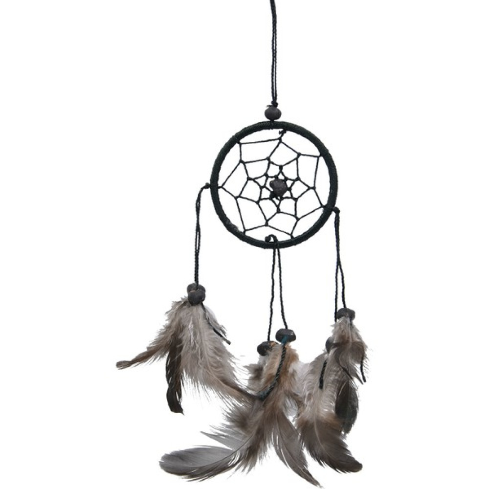 Miamantra Araba Süsü Tüylü Siyah Mini Rüya Kapanı / Düş Kapanı / Dreamcatcher - 6 cm Biblo Fiyatı