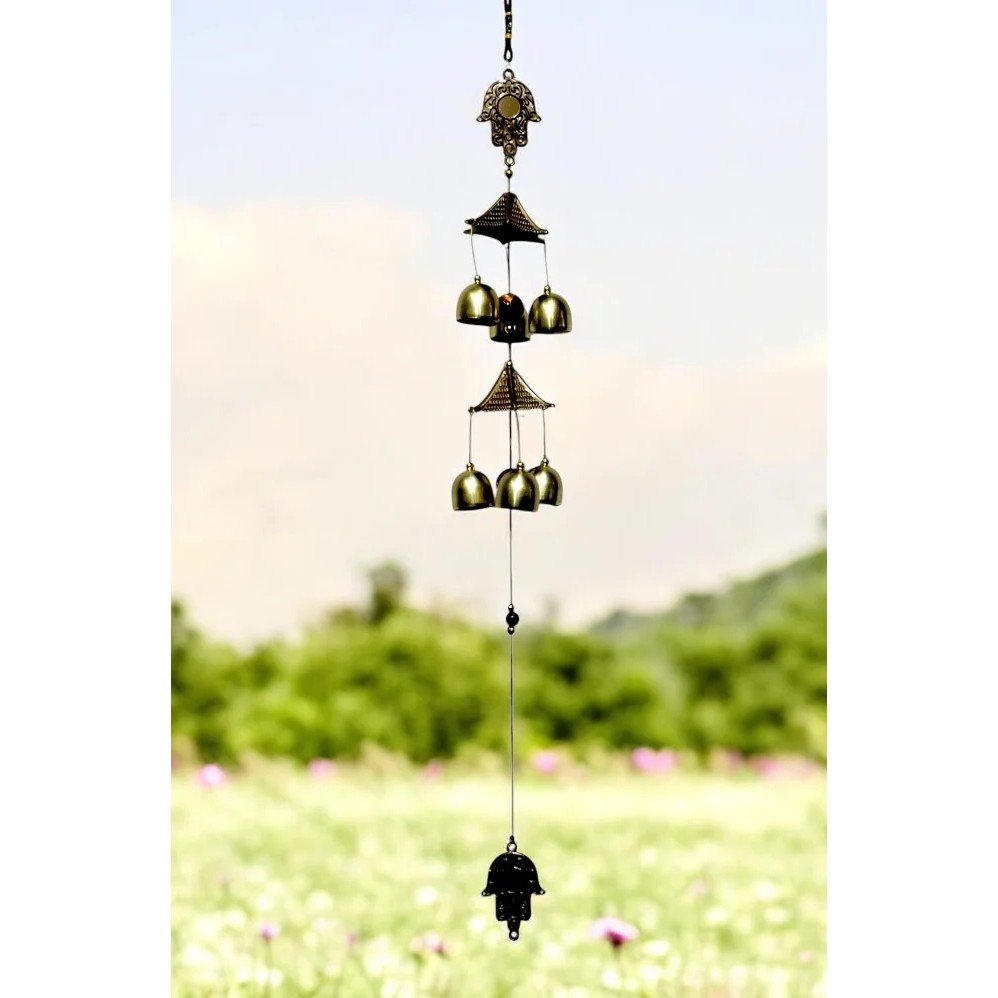 Miamantra Feng Shui Fatima Eli Figürlü Çift Katlı Metal Rüzgar Çanı - 60 cm Uzunluk - 1 Adet Diğer Fiyatı