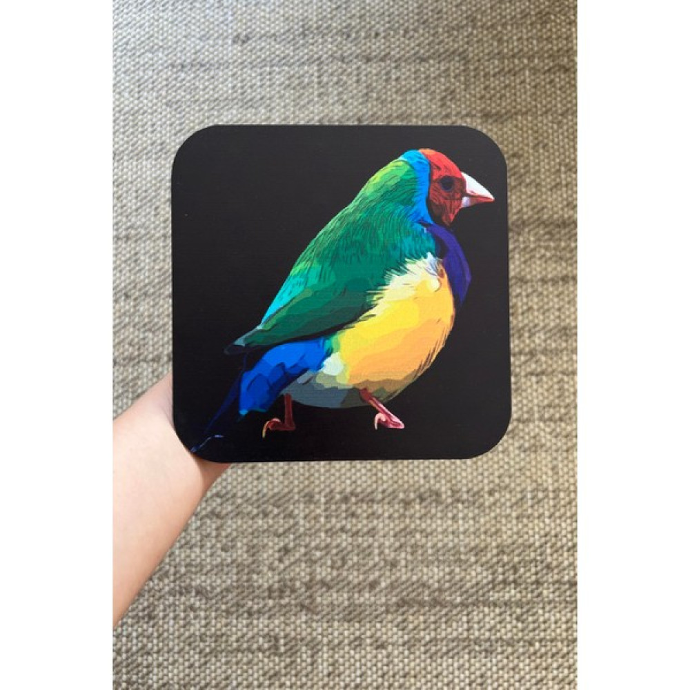 Miamantra Gökkuşağı Kuşu (Ispinoz) Desen Baskılı Ahşap Nihale/altlık/koruma 16CMX16CM Servis Tepsisi Fiyatı