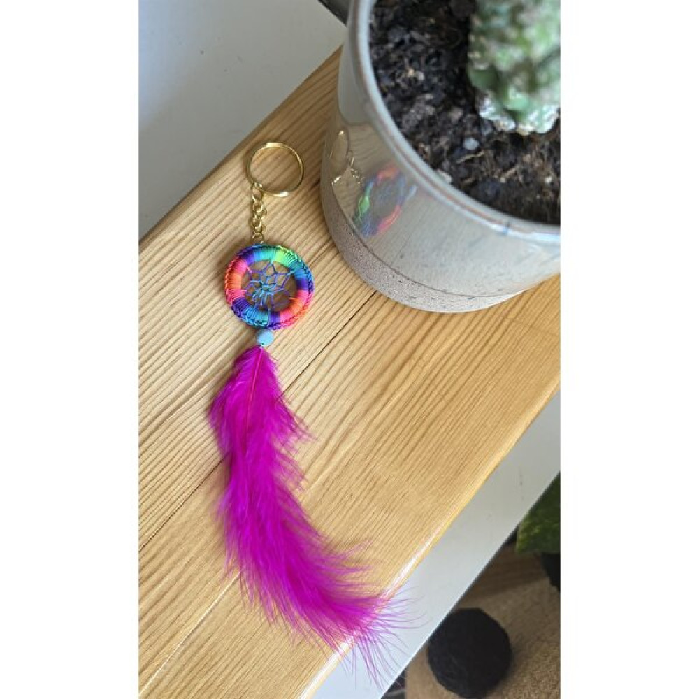 Miamantra Neon Pembe Dreamcatcher / Düş Kapanı Anahtarlık/araba Süsü-Çap 4 cm Oto Seyahat Ürünleri Fiyatı