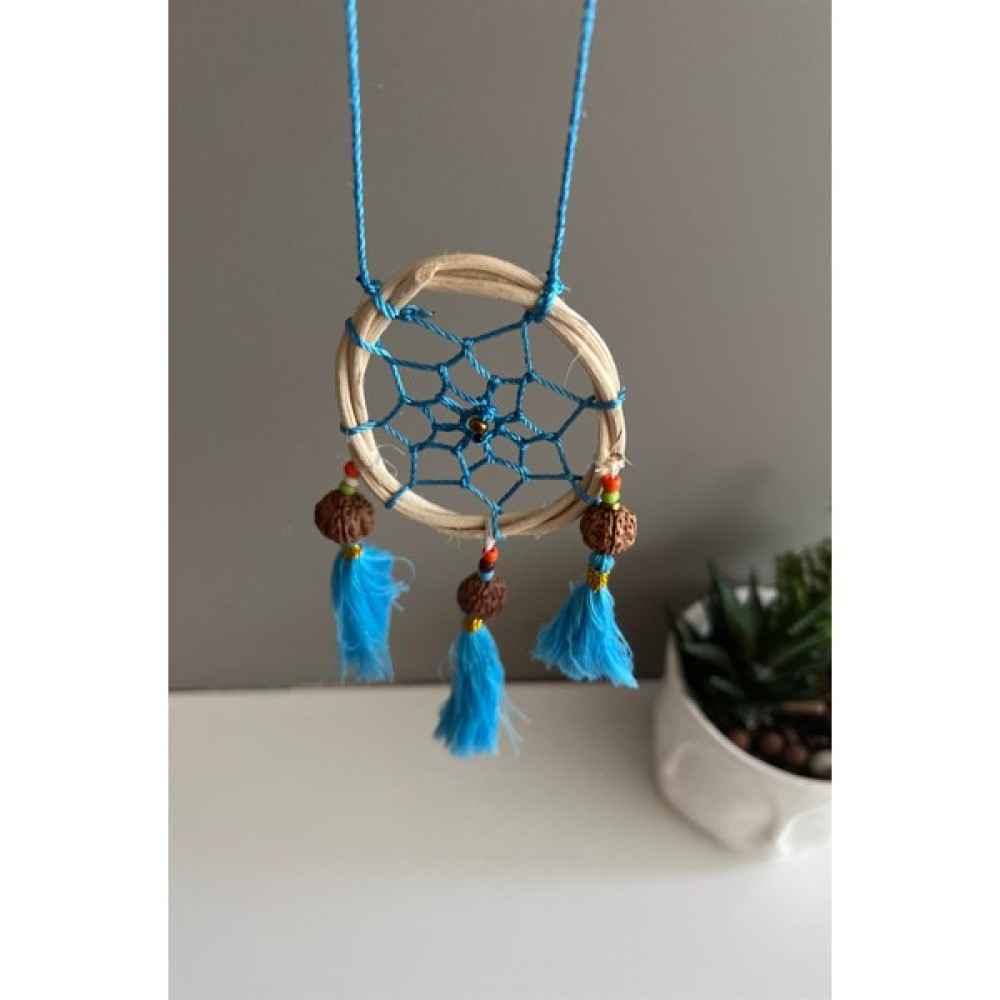 Miamantra Rattan Kasnaklı El Yapımı Araba Süsü/kapı Süsü Düş Kapanı/dreamcatcher-Mavi-7 cm Çap Oto Seyahat Ürünleri Fiyatı