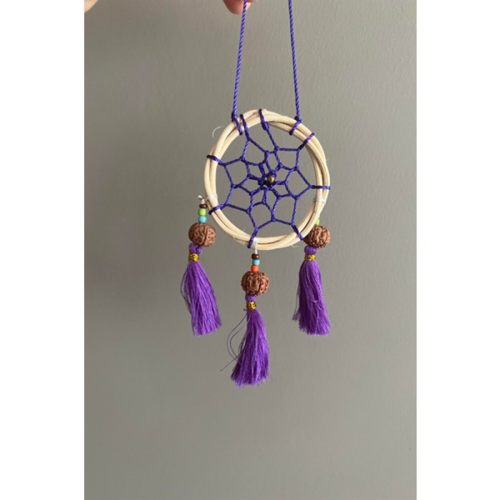 Miamantra Rattan Kasnaklı El Yapımı Araba Süsü/kapı Süsü Düş Kapanı/dreamcatcher-Mor-7 cm Çap Oto Seyahat Ürünleri Fiyatı