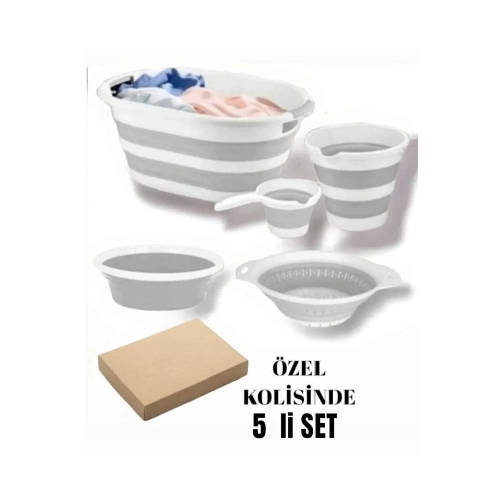 Miami Home Katlanabilir Multi 5’li Set - Sepet Kova Maşrapa Badya Süzgeç Deterjan ve Temizlik Ürünleri Fiyatı