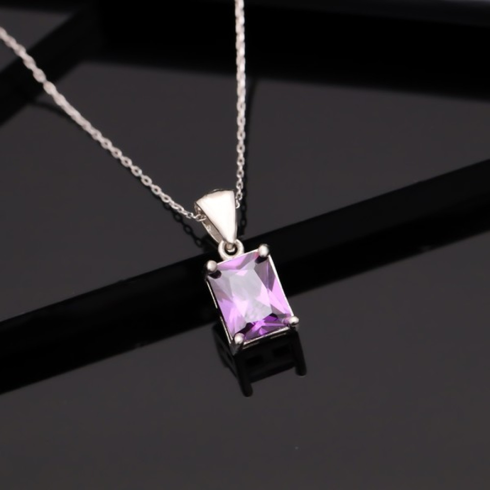 Miavi Silver 925 Ayar Gümüş Ametist Baget Taşlı Kolye Gümüş Kolye Fiyatı