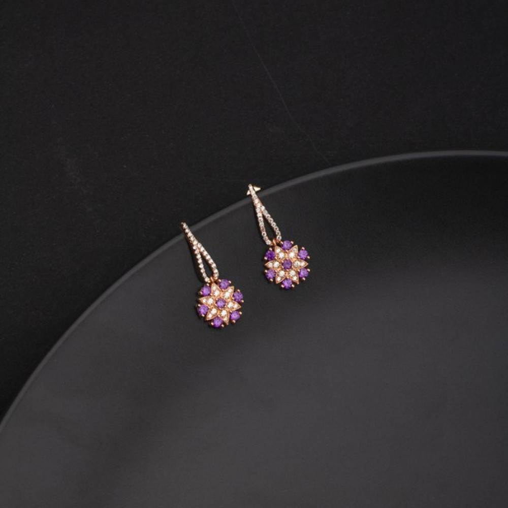Miavi Silver 925 Ayar Gümüş Ametist Nilüfer Kanat Küpe Gümüş Küpe Fiyatı