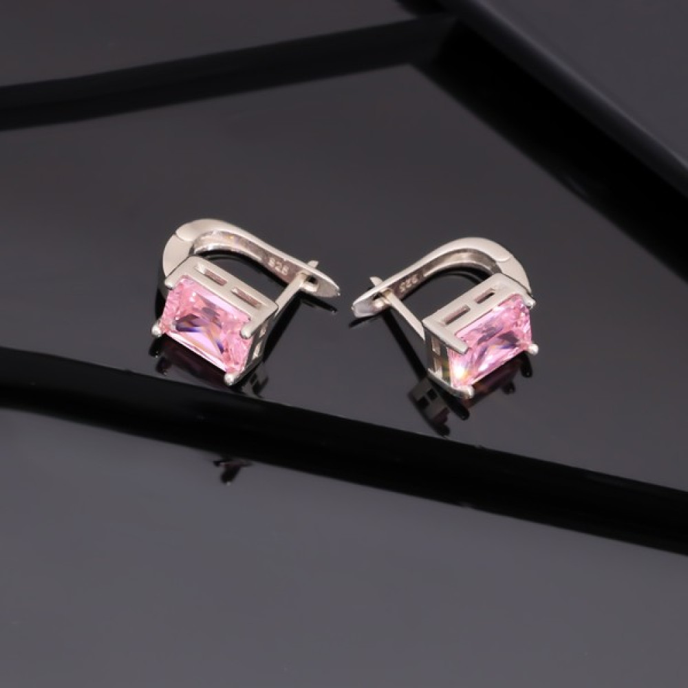 Miavi Silver 925 Ayar Gümüş Pembe Baget Taşlı Küpe Gümüş Küpe Fiyatı