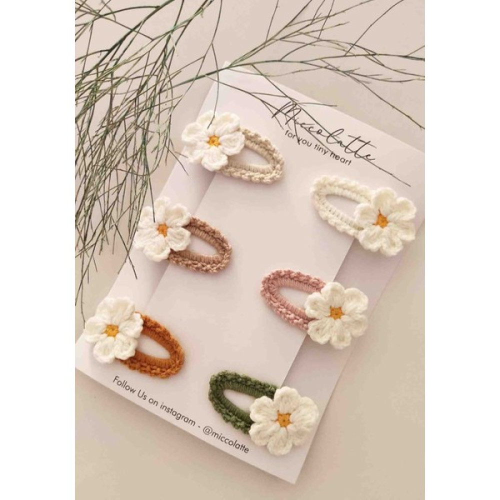 Miccolatte Bebek ve Çocuk El Örgüsü Çıtçıtlı Papatya Toka 6lı Set Toka, Taç & Saç Bandı Fiyatı