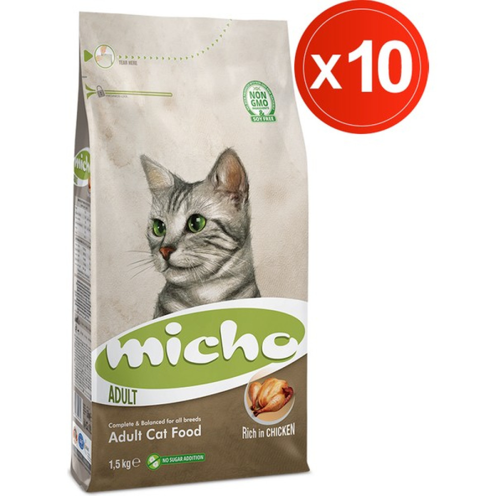 Micho Adult Cat 1.5 kg x 10 Adet - Tavuklu (Hamsi ve Pirinç Eşliğinde) Yetişkin Kedi Maması Evcil Hayvan Ürünleri Fiyatı