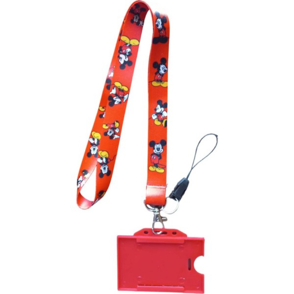 Mickey Mouse Kırmızı Yaka Kartı, Boyun Askı Ipi, Kart Askı Ipi, Telefon Askı Aparatı, Kırmızı Yatay Kartlık Plastik Kart Malzemeleri Fiyatı