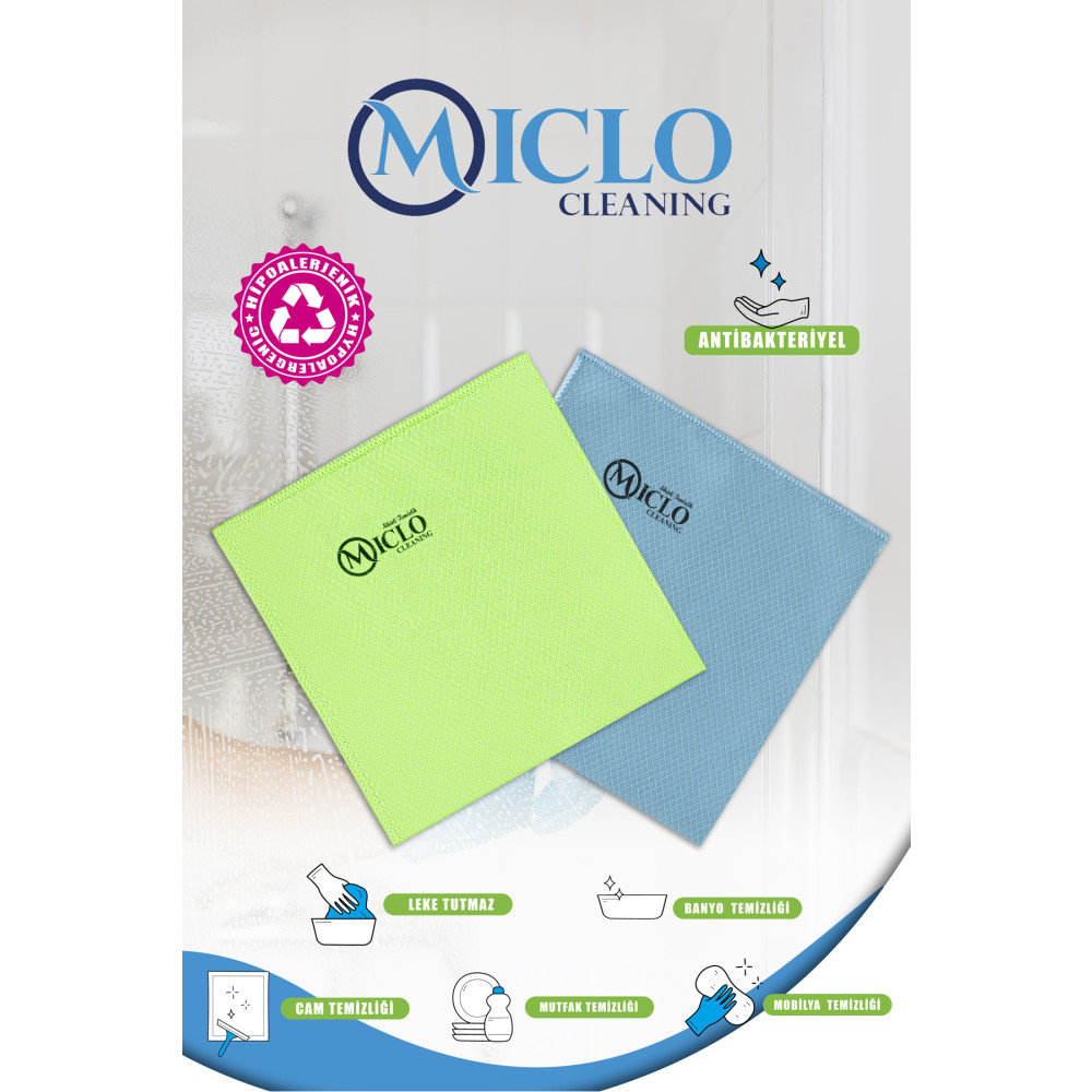 MICLO CLEANING 2 Adet - 40x40 Sihirli Cam Bezi - Baklava Desen Temizlik Malzemeleri Fiyatı