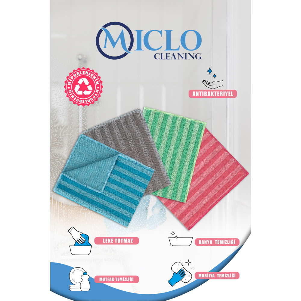 MICLO CLEANING Mikrofiber Mutfak & Banyo Zor Kir Bezi 4’lü Paket Temizlik Malzemeleri Fiyatı