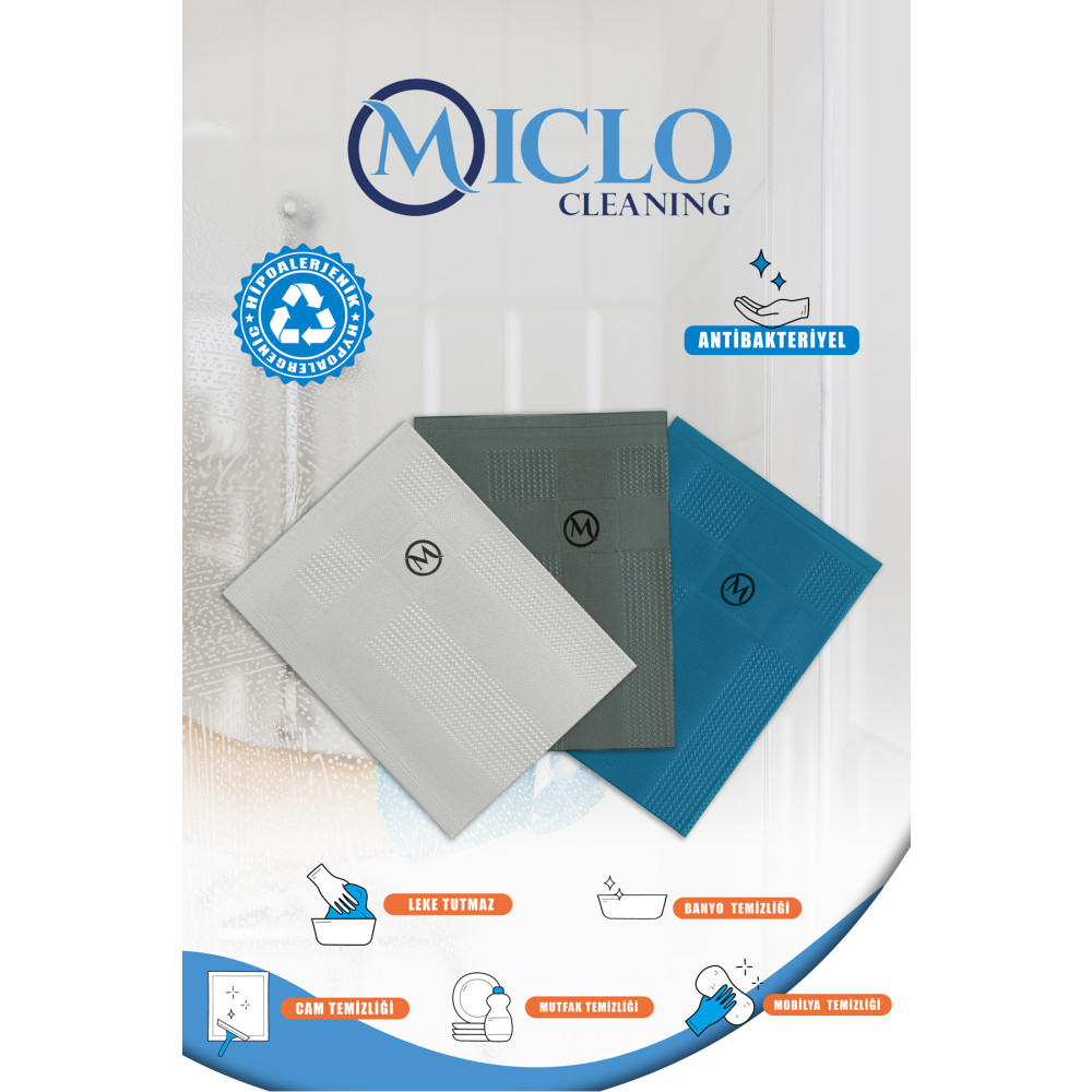 MICLO CLEANING - Mikrofiber Temizlik Bezi 3lü Set - SİHİRLİ BEZ Temizlik Malzemeleri Fiyatı
