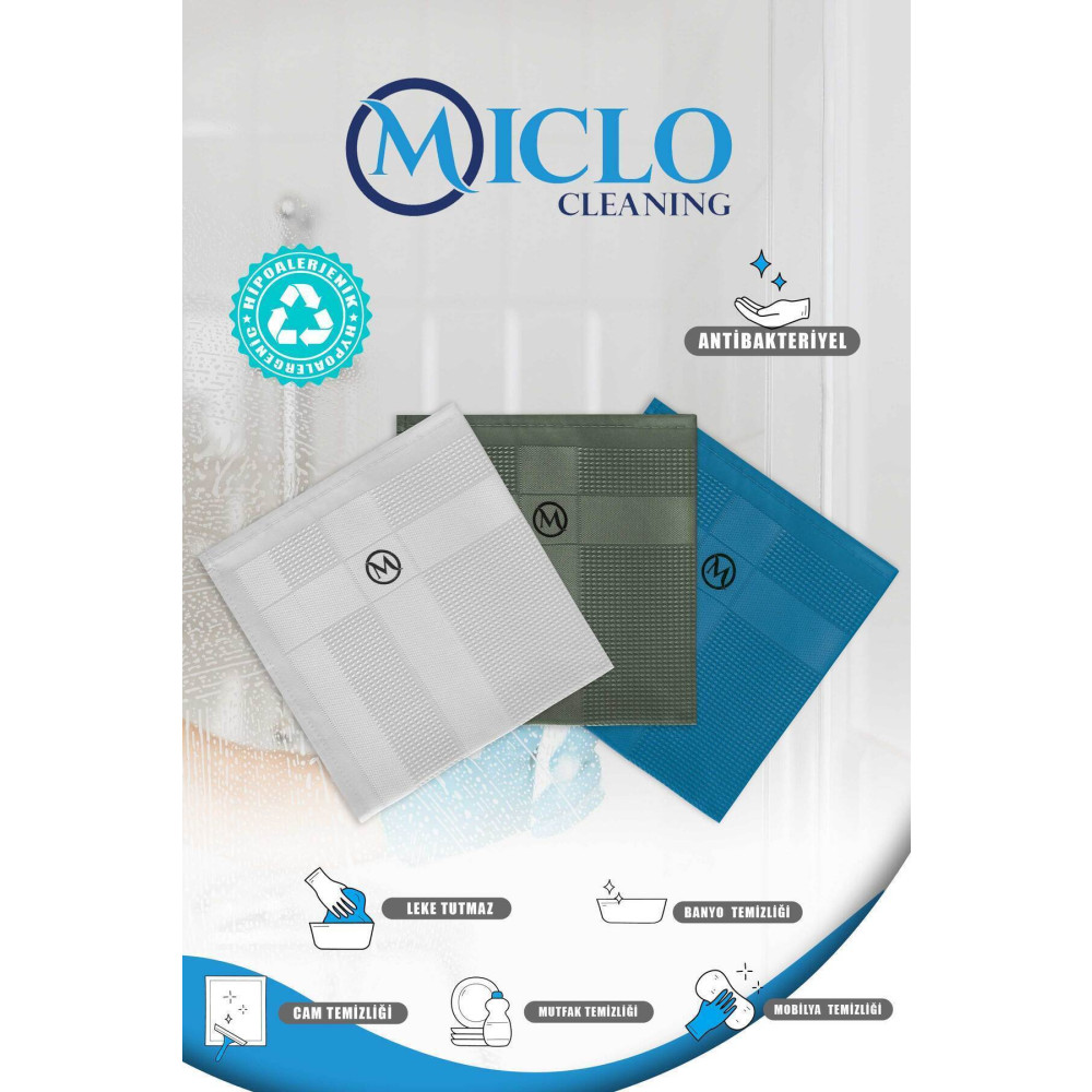 MICLO CLEANING Mikrofiber Temizlik Bezi | Sihirli Bez | 3lü Set | 40x40cm | - Dark Renkler Temizlik Malzemeleri Fiyatı