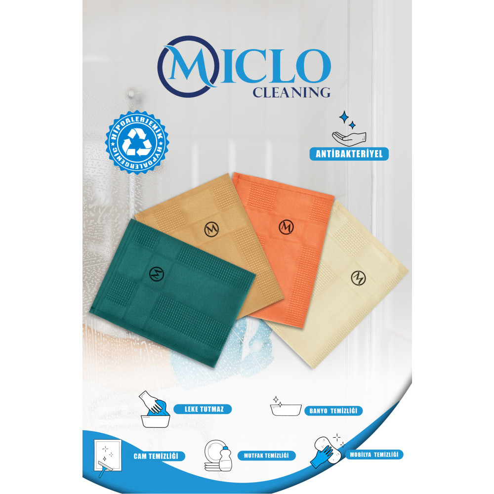 MICLO CLEANING Mikrofiber Temizlik Bezi | Sihirli Bez | 4lü Paket | Zümrüt Serisi | 40x60cm Temizlik Malzemeleri Fiyatı