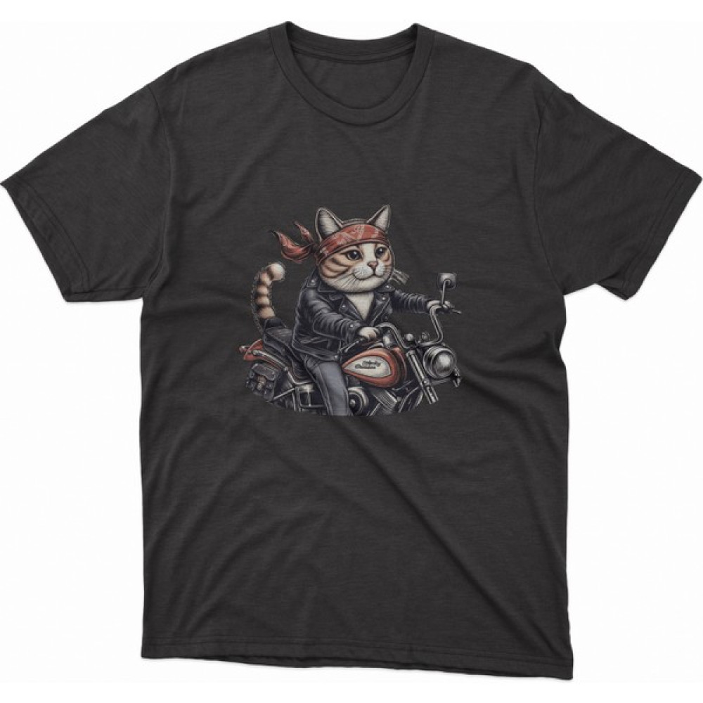 Micomiyo Moturcu Kedi Unisex Tasarım Tişört Erkek T-shirt Fiyatı