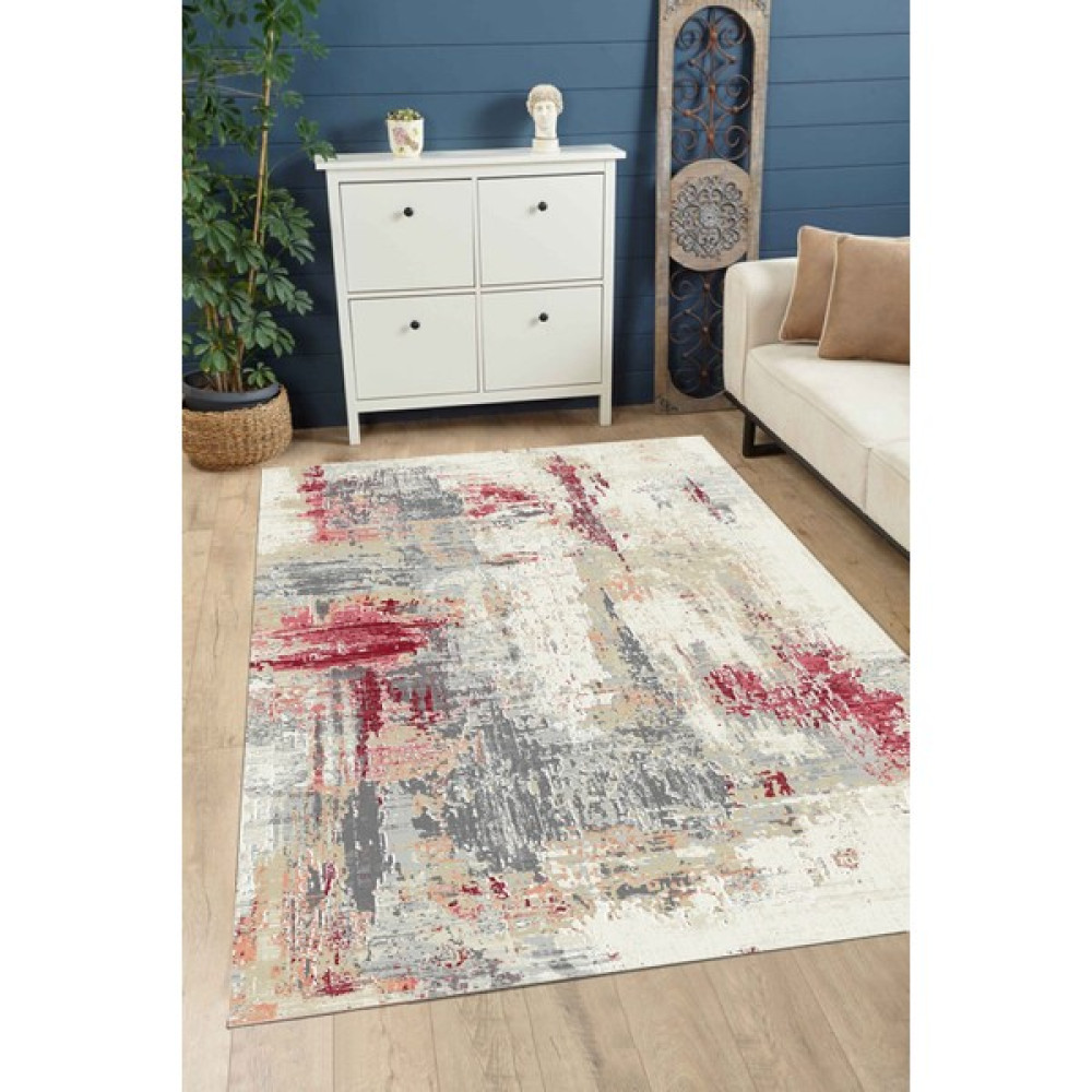 Micosa Halı Dijital Baskılı Kaymaz Taban Yıkanabilir Salon Halısı Mutfak Halısı Koridor Halısı - Krem - Kırmızı - 80 x 300 cm Salon Halısı Fiyatı