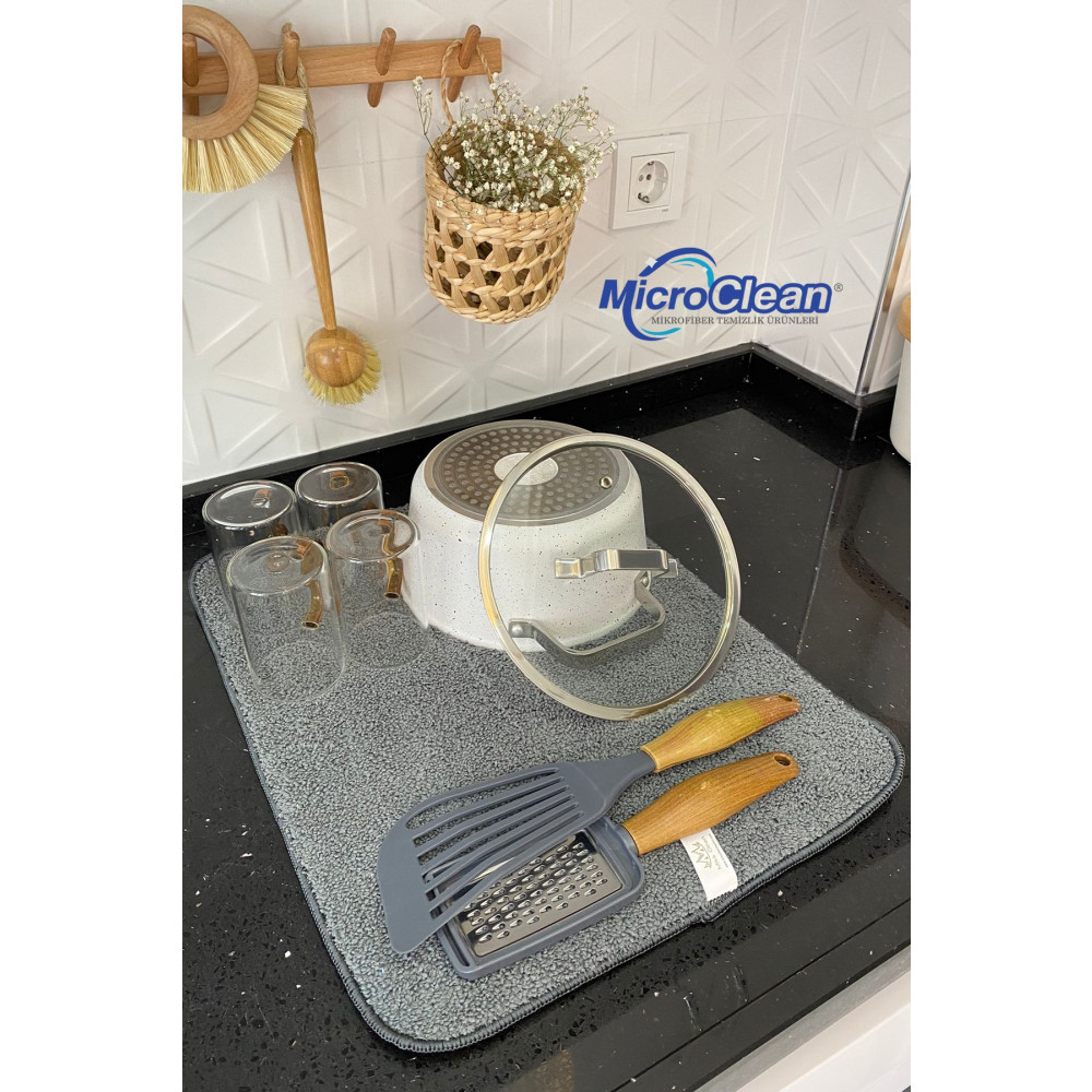 Micro Clean Missclean Mikrofiber Bulaşık Kurulama Matı Gri Renk 36*45 Cm Bulaşık Altlığı Süper Emici Temizlik Malzemeleri Fiyatı