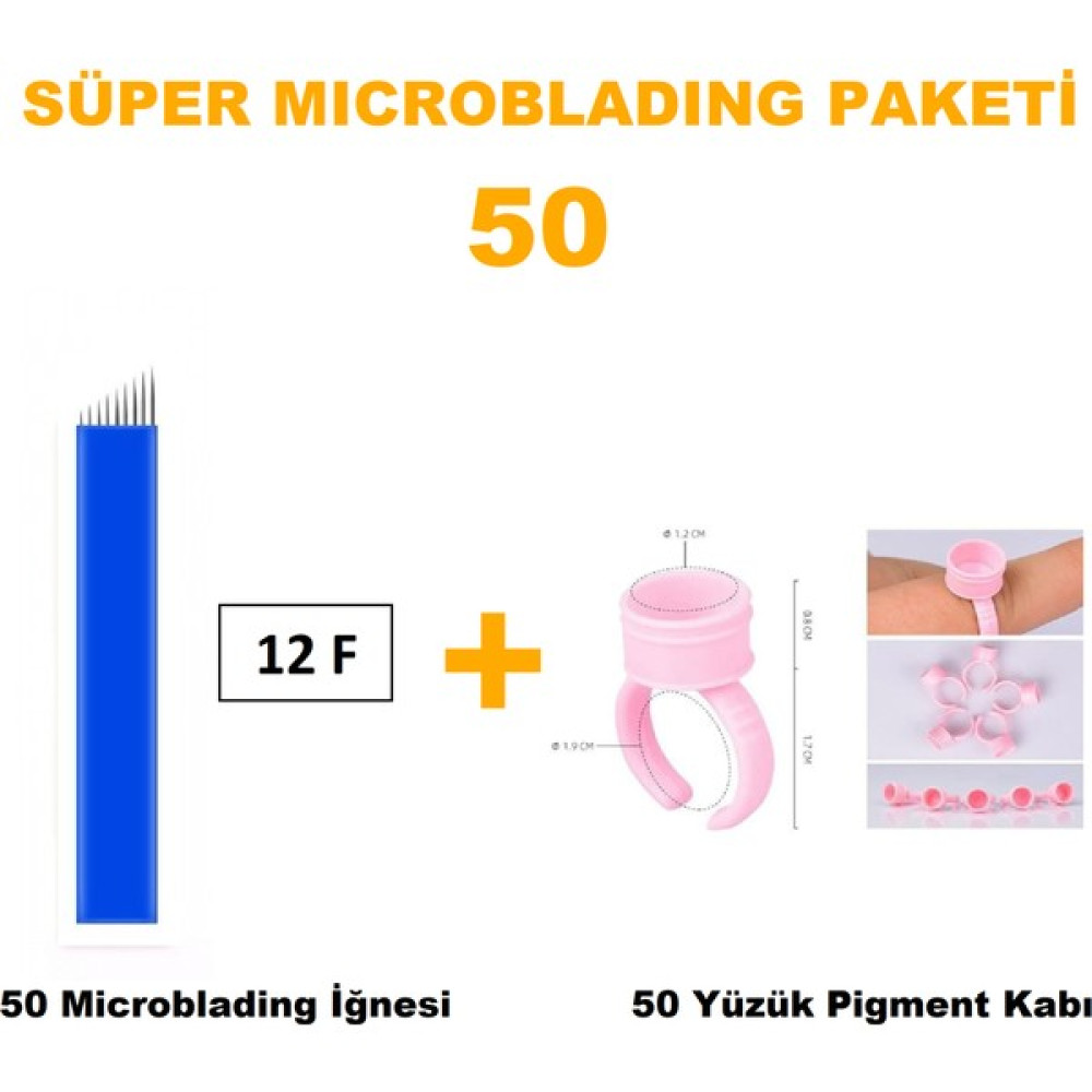 Microblading İğnesi ve Pigment Kabı Seti 12F Mavi 50 Adet Makyaj Ürünleri Fiyatı