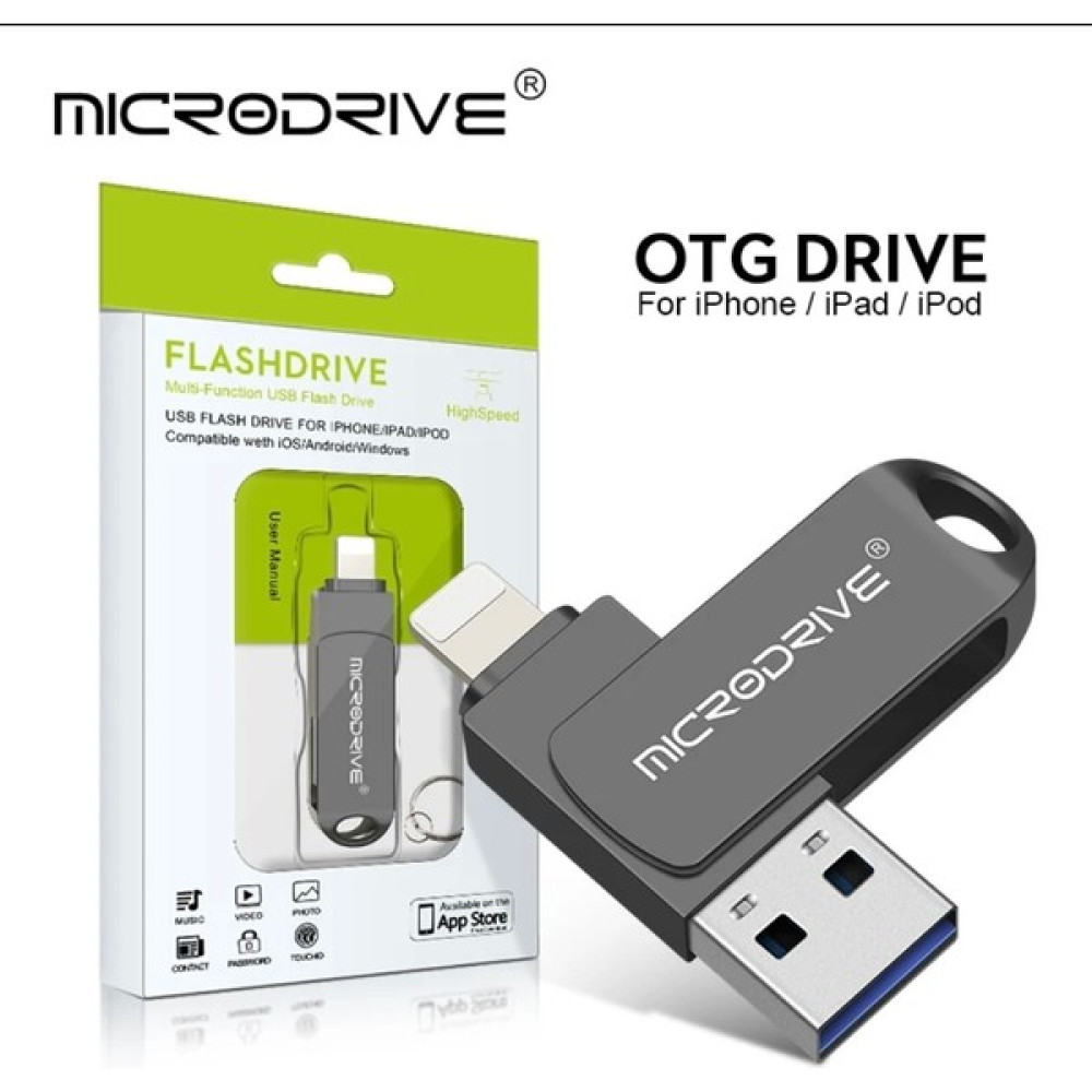 Microdrive 512GB-256Gb-128Gb-64GB.İphone Lightning ve USB 3.0 USB Flash Bellek Otg Çift Giriş - Siyah Metal - 64 GB Flash Bellekler Fiyatı