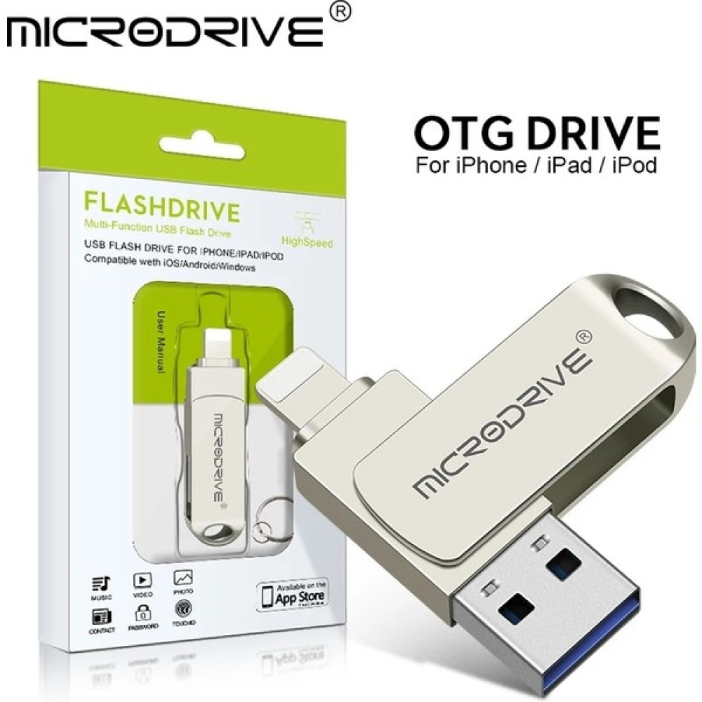 Microdrive 512GB.256GB.128GB.64GB.IPHONE Lightning ve USB 3.0 USB Flash Bellek Otg Çift Giriş Hızlı Sağlam - 64 GB - Gri Metal Flash Bellekler Fiyatı