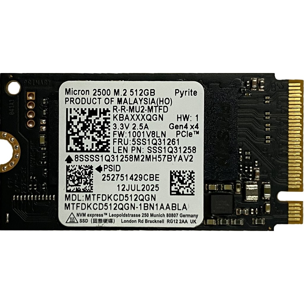 Micron 2500 MTFDKCD512QGN 512GB 4200/2000MB/S GEN4X4 M.2 22X42 SSD (Kutusuz) SSD / Solid State Drive Fiyatı