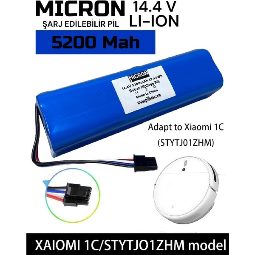 Micron Xiaomi Mi Vacuum Mop 2in1 xiaomi 1c STYTJ01ZHM Robot Süpürge Pili 14.4V 5200MAH Yüksek Kapasite Oto Boyaları Fiyatı