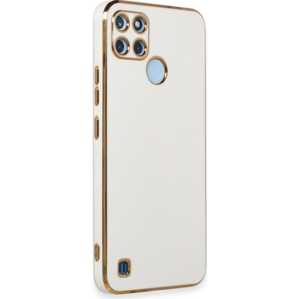 Microsonic Realme C25Y Kılıf Olive Plated Beyaz Cep Telefonu Kılıfı Fiyatı