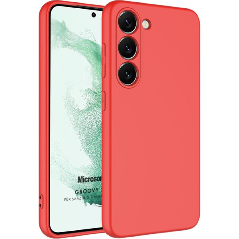 Microsonic S23 Kılıf Groovy Soft Kırmızı - Galaxy S23 Cep Telefonu Kılıfı Fiyatı