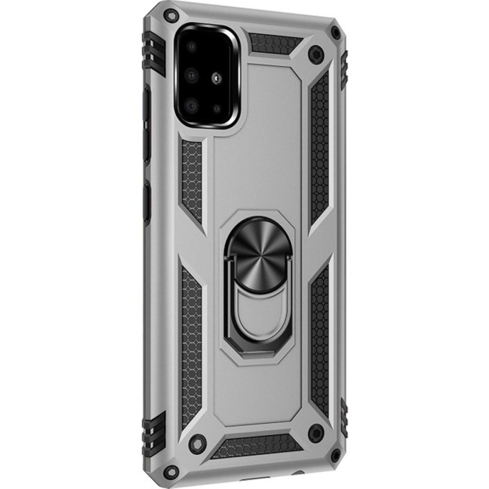 Microsonic Samsung Galaxy A71 Kılıf Military Ring Holder Gümüş Cep Telefonu Kılıfı Fiyatı
