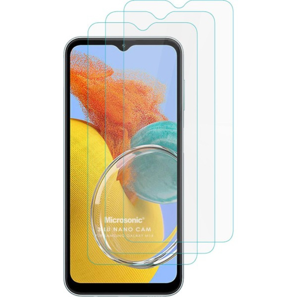 Microsonic Samsung Galaxy M14 Screen Protector Nano Glass Cam Ekran Koruyucu (3`lü Paket) Cep Telefonu Ekran Koruyucusu Fiyatı